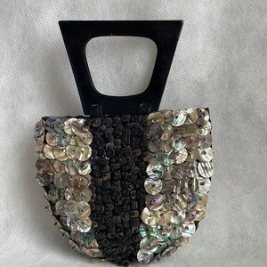 New Zealand Paua pawa abalone shell minaudiere  lucite handle purse Florida